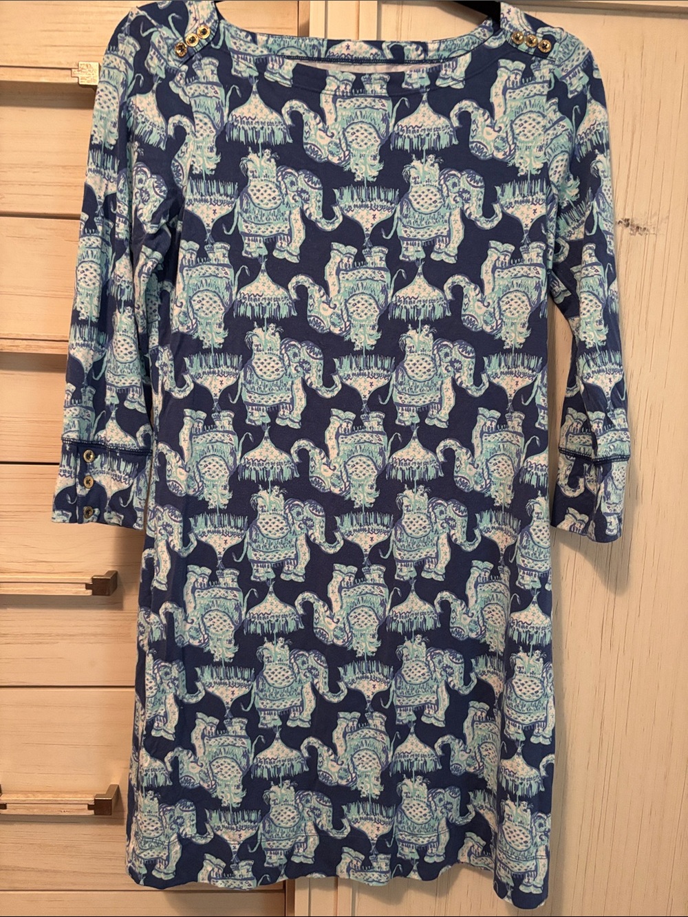 Lilly Pulitzer Navy with Mint Elephant Print Tunic